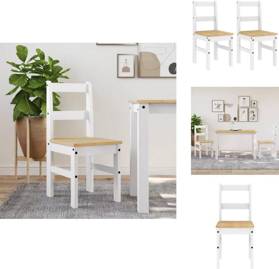 VidaXL Eetkamerstoel Eetkamerstoelen Eetkamerstoel Stoel Eetkamerstoelen 2 st Panama 40x46x90 cm grenenhout wit