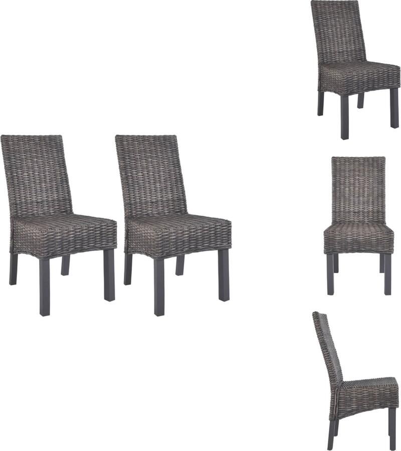 VidaXL Eetkamerstoel Eetkamerstoelen Eetstoel Eetstoelen Eetkamerstoelen 2 st kubu rattan en mangohout bruin