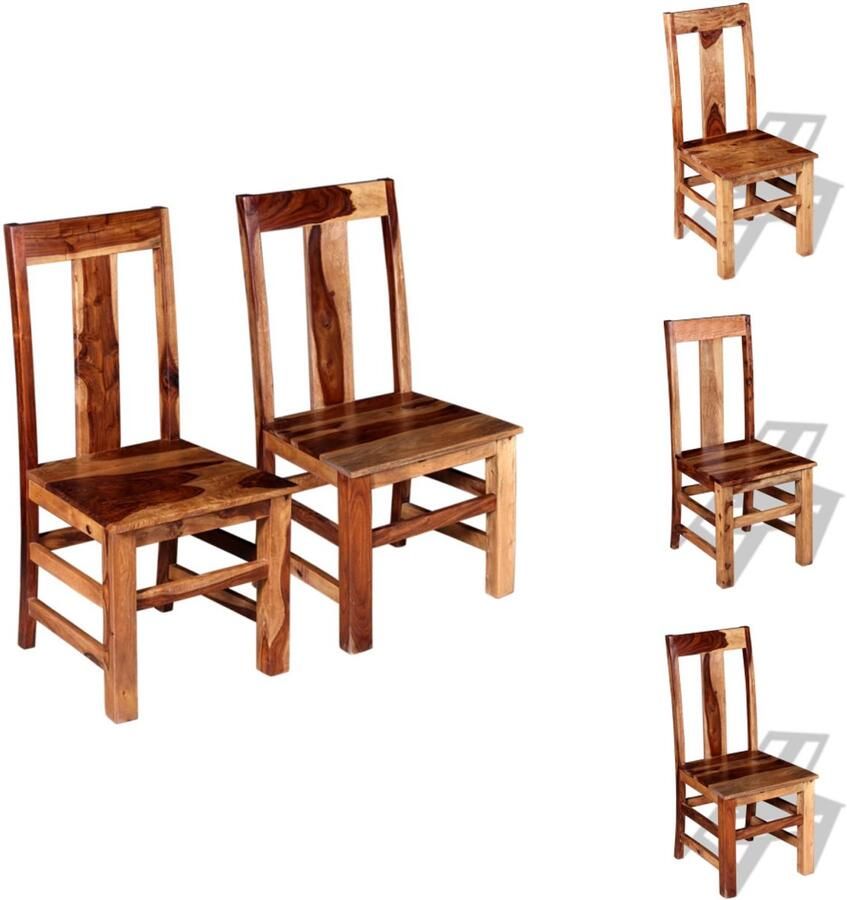 VidaXL Eetkamerstoel Eetkamerstoelen Eetstoel Eetstoelen Eetkamerstoelen 2 st massief sheeshamhout