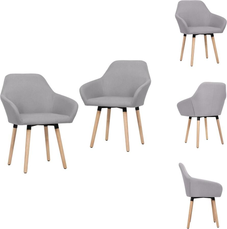 VidaXL Eetkamerstoel Eetkamerstoelen Eetstoel Eetstoelen Eetkamerstoelen 2 st stof lichtgrijs