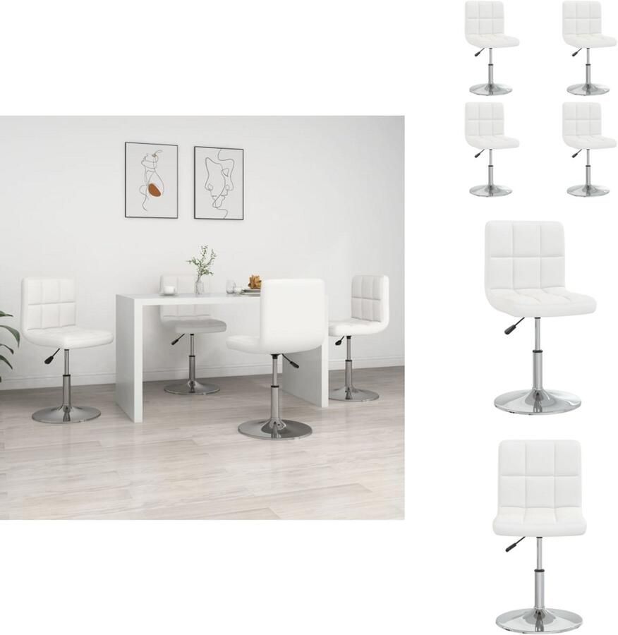 VidaXL Eetkamerstoel Eetkamerstoelen Eetstoel Eetstoelen Eetkamerstoelen 4 st kunstleer wit