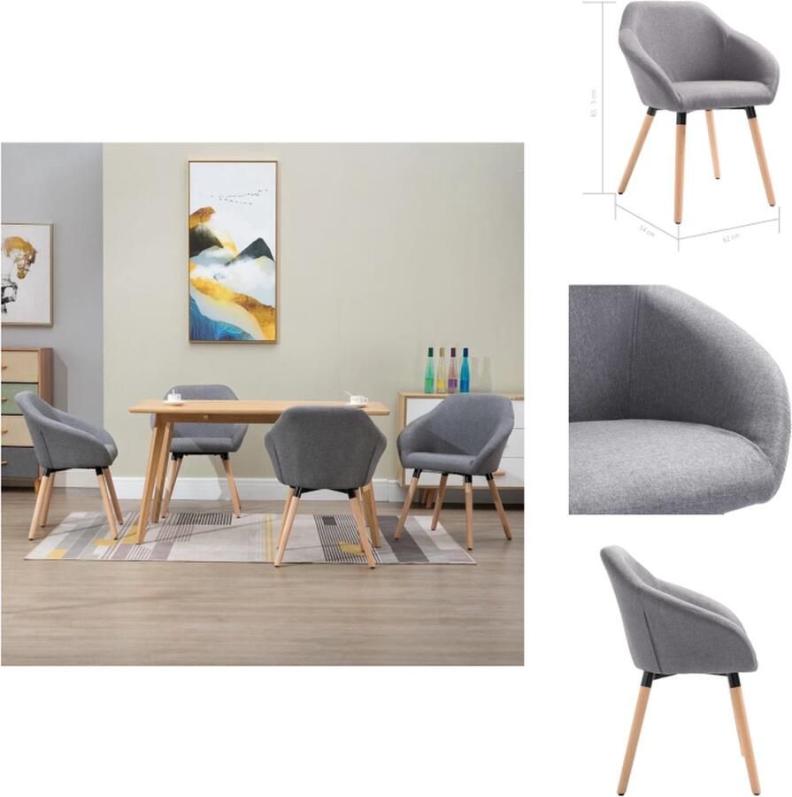 VidaXL Eetkamerstoel Eetkamerstoelen Eetstoel Eetstoelen Eetkamerstoelen 4 st stof lichtgrijs