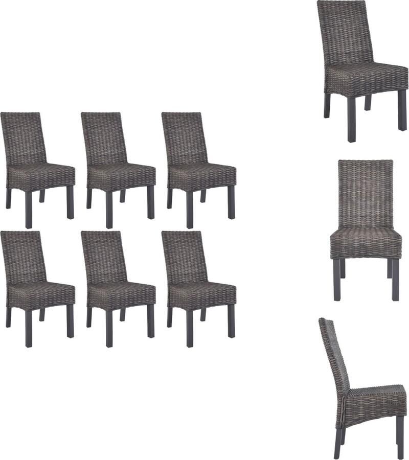 VidaXL Eetkamerstoel Eetkamerstoelen Eetstoel Eetstoelen Eetkamerstoelen 6 st kubu rattan en mangohout bruin