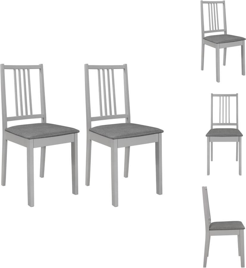 VidaXL Eetkamerstoel Eetkamerstoelen Eetstoel Eetstoelen Eetkamerstoelen met kussens 2 st massief hout grijs