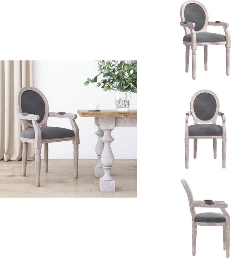 VidaXL Eetkamerstoel Eetkamerstoelen Eetstoel Stoel Eetkamerstoel 54x56x96 5 cm fluweel donkergrijs