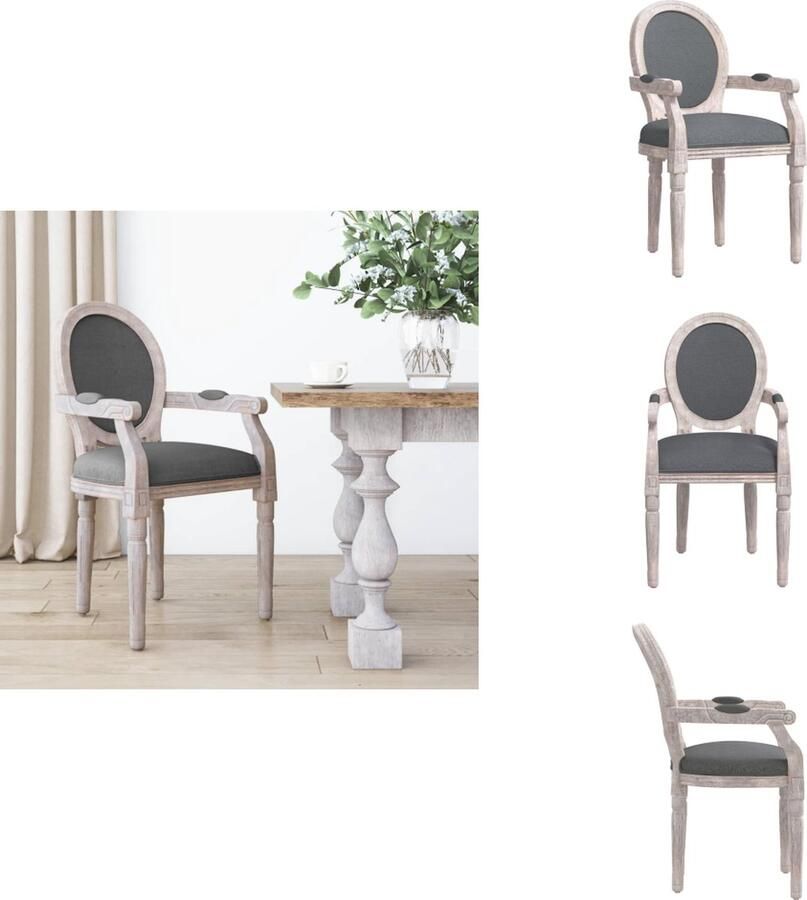 VidaXL Eetkamerstoel Eetkamerstoelen Eetstoel Stoel Eetkamerstoel 54x56x96 5 cm stof donkergrijs