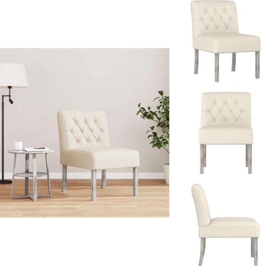 VidaXL Eetkamerstoel Eetkamerstoelen Eetstoel Stoel Eetkamerstoel knoopontwerp linnen