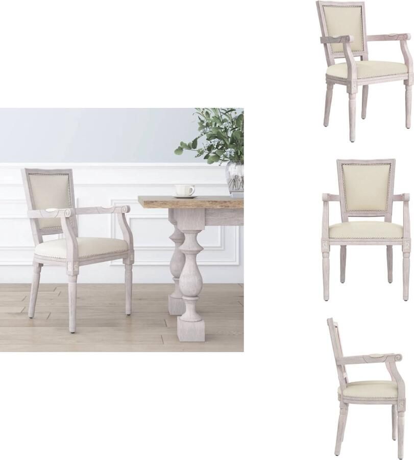 VidaXL Eetkamerstoel Eetkamerstoelen Eetstoel Stoel Eetkamerstoel linnen beige