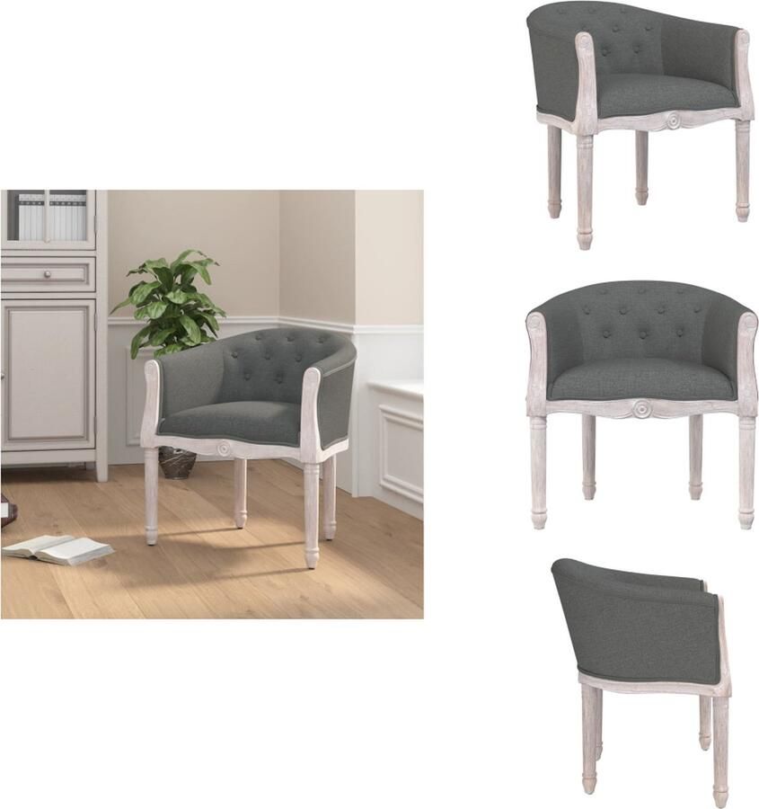 VidaXL Eetkamerstoel Eetkamerstoelen Eetstoel Stoel Eetkamerstoel stof donkergrijs