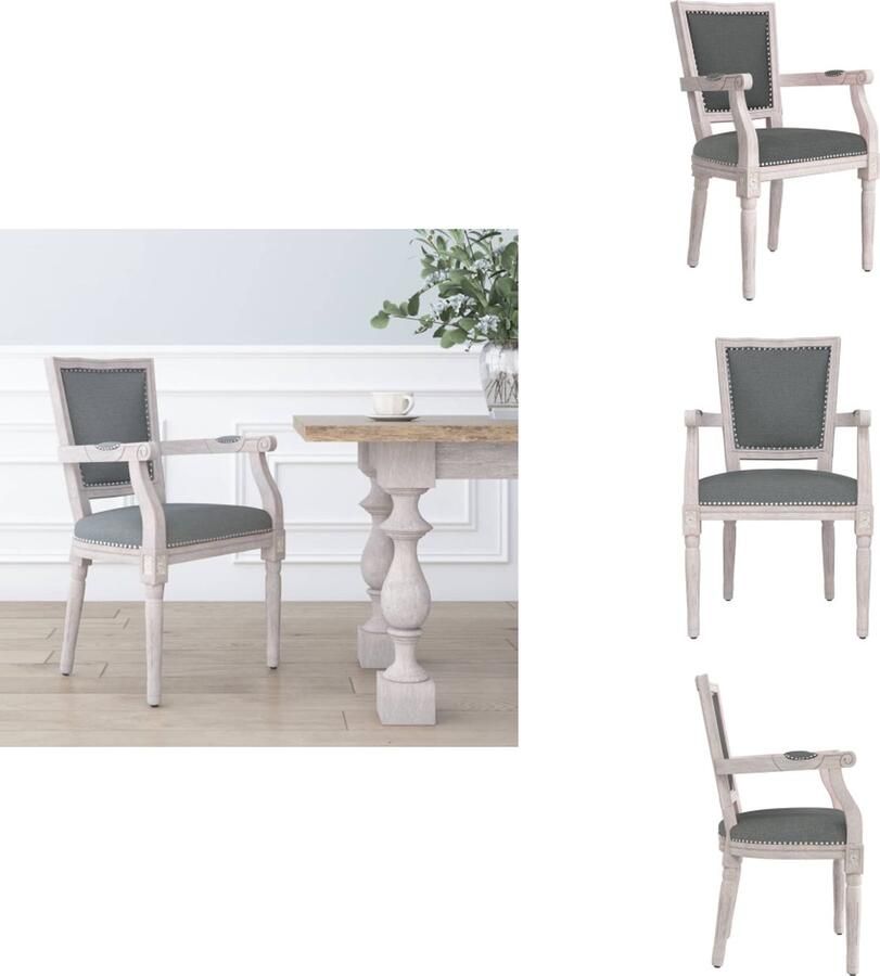 VidaXL Eetkamerstoel Eetkamerstoelen Eetstoel Stoel Eetkamerstoel stof donkergrijs - Foto 2