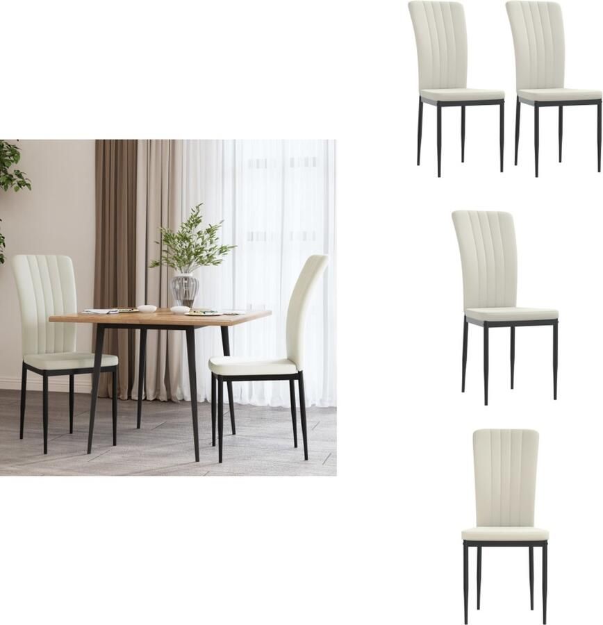VidaXL Eetkamerstoel Eetkamerstoelen Eetstoel Stoel Eetkamerstoelen 2 st fluweel crèmekleurig