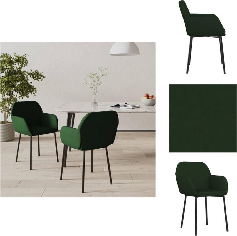 VidaXL The Living Store Eetkamerstoel Fluweel Donkergroen 54 x 59 x 76 cm Ergonomisch ontwerp