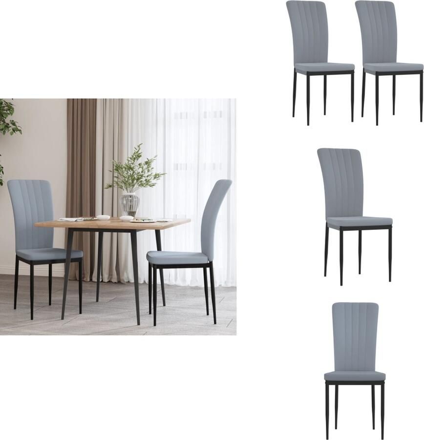 VidaXL Eetkamerstoel Eetkamerstoelen Eetstoel Stoel Eetkamerstoelen 2 st fluweel lichtgrijs - Foto 2