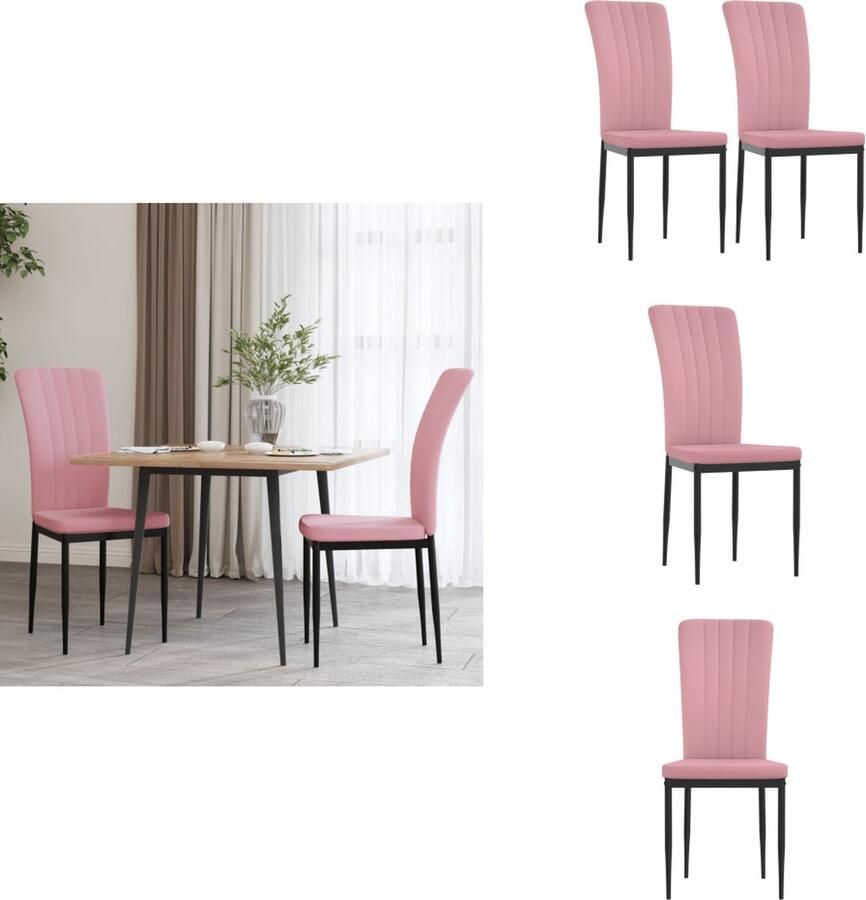 VidaXL -Eetkamerstoelen-2-st-fluweel-roze - Foto 1