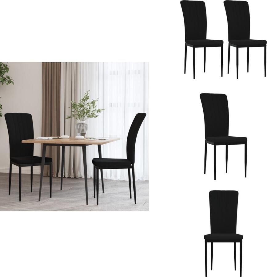 VidaXL Eetkamerstoel Eetkamerstoelen Eetstoel Stoel Eetkamerstoelen 2 st fluweel zwart