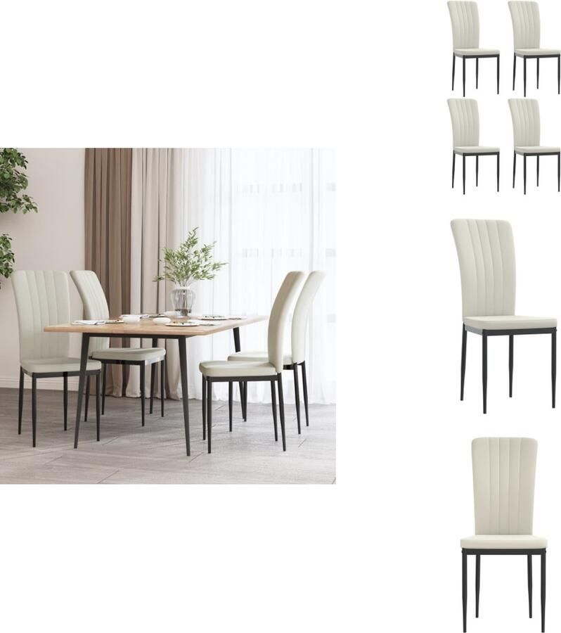 VidaXL Eetkamerstoel Eetkamerstoelen Eetstoel Stoel Eetkamerstoelen 4 st fluweel crèmekleurig