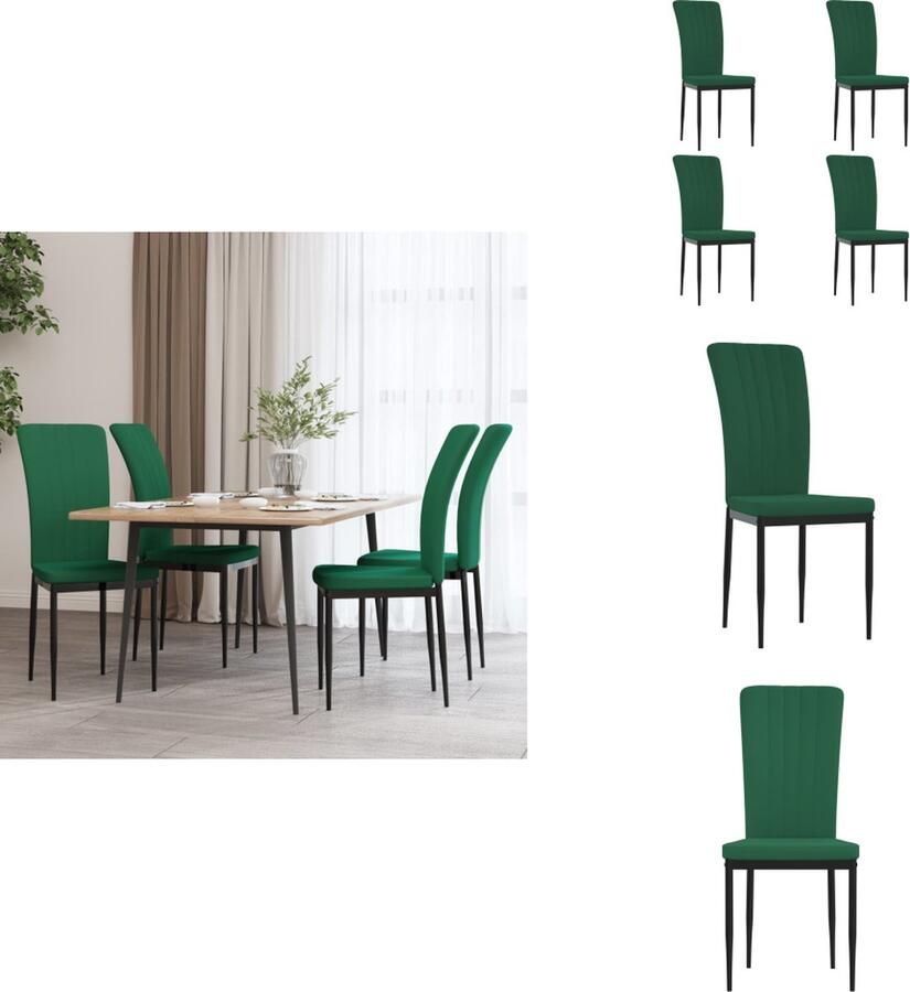 VidaXL Eetkamerstoelen Donkergroen velvet Stevig frame Ergonomisch ontwerp 42x57.5x95 cm Eetkamerstoel