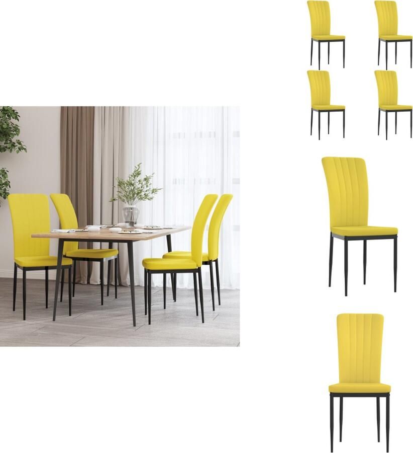 VidaXL Eetkamerstoel Eetkamerstoelen Eetstoel Stoel Eetkamerstoelen 4 st fluweel mosterdgeel