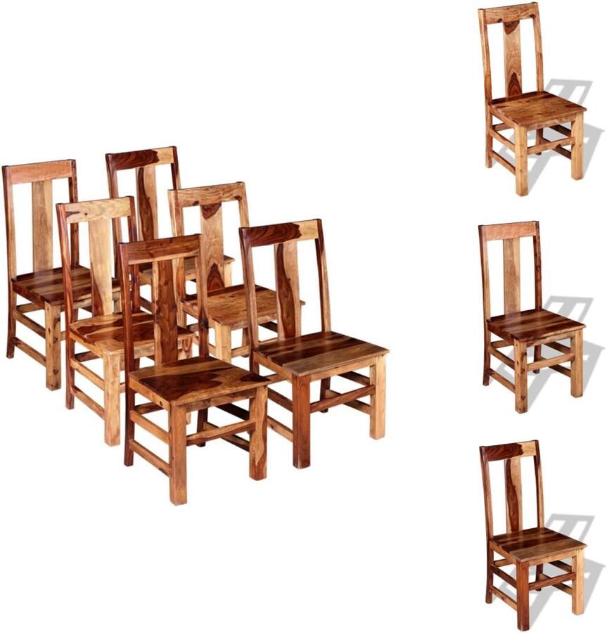 VidaXL Eetkamerstoel Eetkamerstoelen Eetstoel Stoel Eetkamerstoelen 6 st massief hout