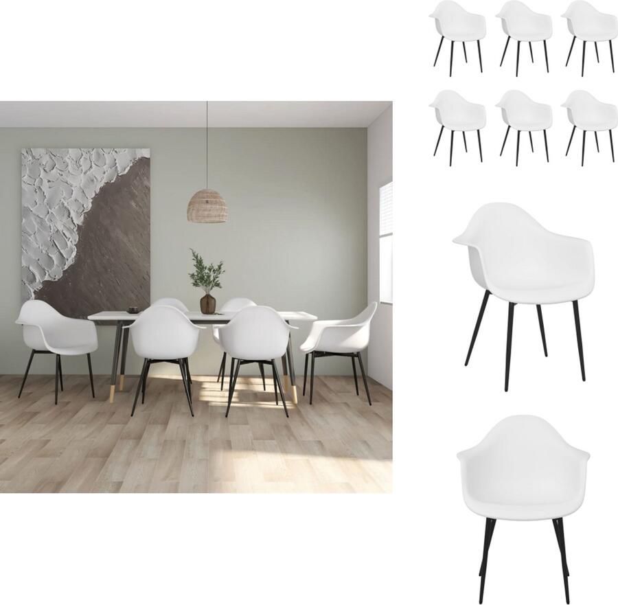 VidaXL Eetkamerstoel Eetkamerstoelen Eetstoel Stoel Eetkamerstoelen 6 st PP wit