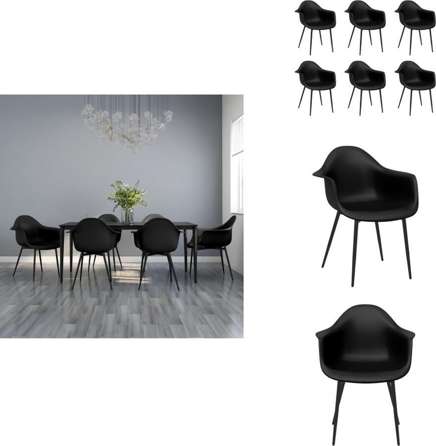 VidaXL Eetkamerstoelen Polypropyleen Ergonomisch gebogen rugleuning Zwart 46x52x84 cm Eetkamerstoel