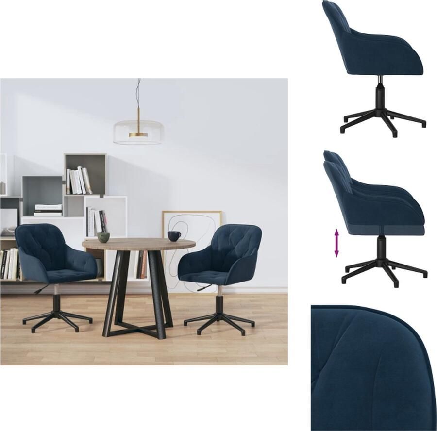 VidaXL Eetkamerstoel Eetkamerstoelen Eetstoel Stoel Eetkamerstoelen draaibaar 2 st fluweel blauw