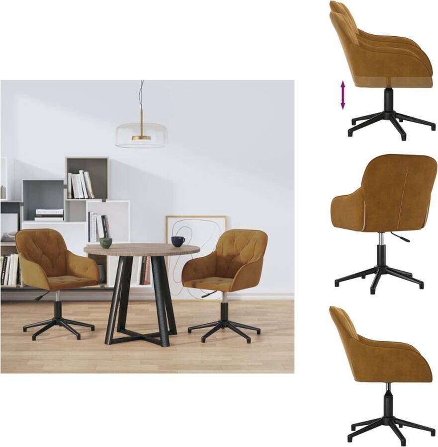 VidaXL Eetkamerstoel Eetkamerstoelen Eetstoel Stoel Eetkamerstoelen draaibaar 2 st fluweel bruin