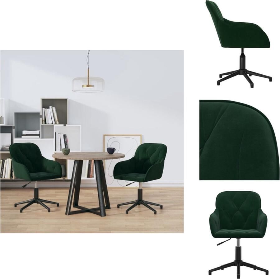 VidaXL Eetkamerstoel Eetkamerstoelen Eetstoel Stoel Eetkamerstoelen draaibaar 2 st fluweel donkergroen