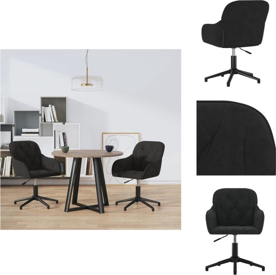 VidaXL Eetkamerstoel Eetkamerstoelen Eetstoel Stoel Eetkamerstoelen draaibaar 2 st fluweel zwart