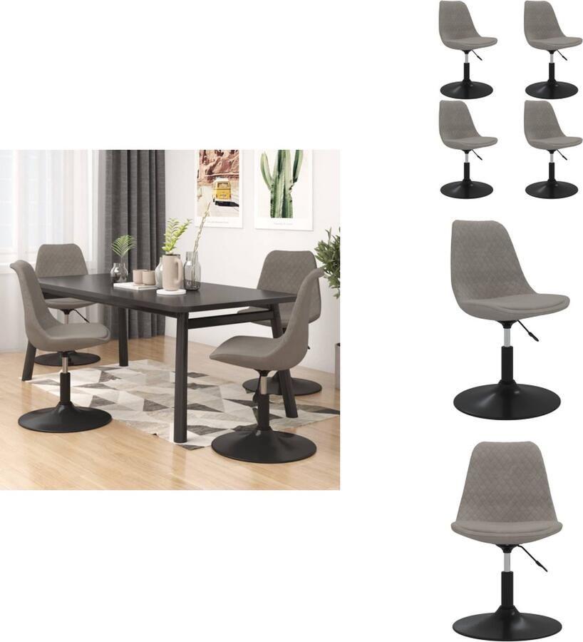 VidaXL Eetkamerstoel Eetkamerstoelen Eetstoel Stoel Eetkamerstoelen draaibaar 4 st fluweel lichtgrijs