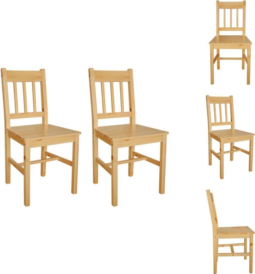 The Living Store Eetkamerstoelen Set van 6 Massief grenenhout Ergonomisch ontwerp Naturel kleur Eetkamerstoelen Stoelen Granenhouthout Meubels Moderne Stoelen Ergonomische Stoelen - Foto 3