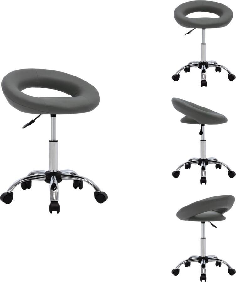 VidaXL Eetkamerstoel Eetkamerstoelen Keukenstoel Keukenstoelen Eetkamerstoel draaibaar kunstleer grijs