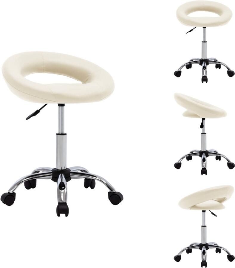 VidaXL Eetkamerstoel Eetkamerstoelen Keukenstoel Keukenstoelen Eetkamerstoel draaibaar kunstleer crèmekleurig