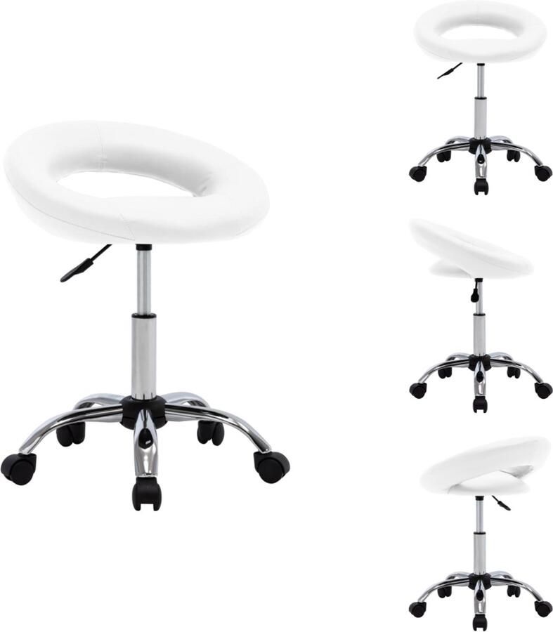 VidaXL -Eetkamerstoel-draaibaar-kunstleer-wit