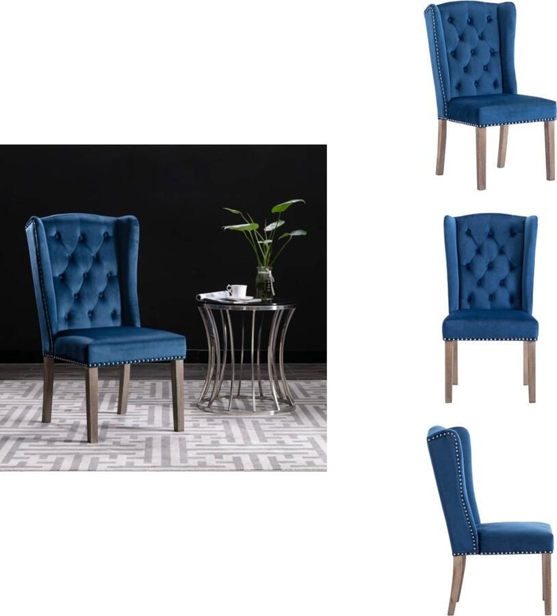 VidaXL Eetkamerstoel Eetkamerstoelen Keukenstoel Keukenstoelen Eetkamerstoel fluweel blauw