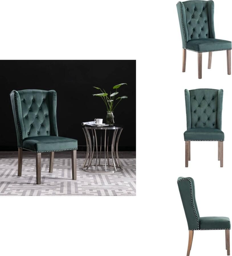 VidaXL Eetkamerstoel Eetkamerstoelen Keukenstoel Keukenstoelen Eetkamerstoel fluweel donkergroen