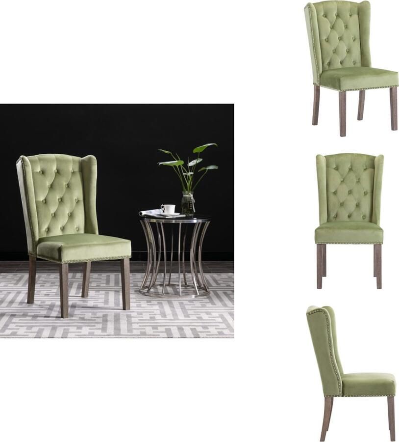 VidaXL Eetkamerstoel Eetkamerstoelen Keukenstoel Keukenstoelen Eetkamerstoel fluweel lichtgroen