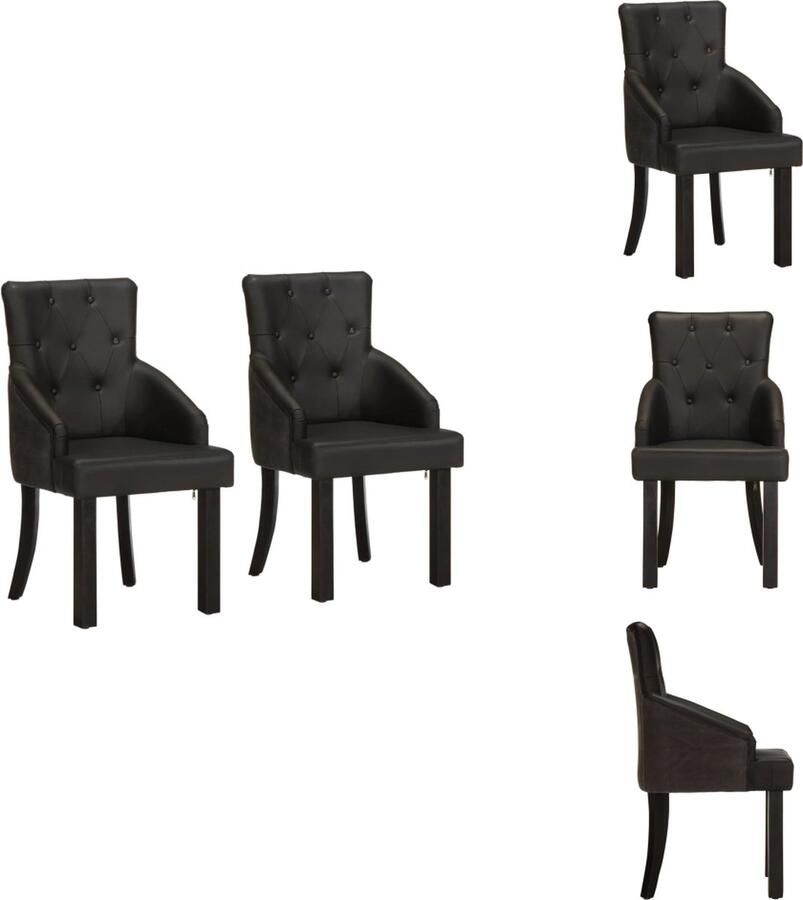 VidaXL Eetkamerstoel Eetkamerstoelen Keukenstoel Keukenstoelen Eetkamerstoelen 2 st echt geitenleer zwart