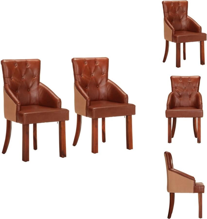 VidaXL Eetkamerstoel Eetkamerstoelen Keukenstoel Keukenstoelen Eetkamerstoelen 2 st echt geitenleer bruin