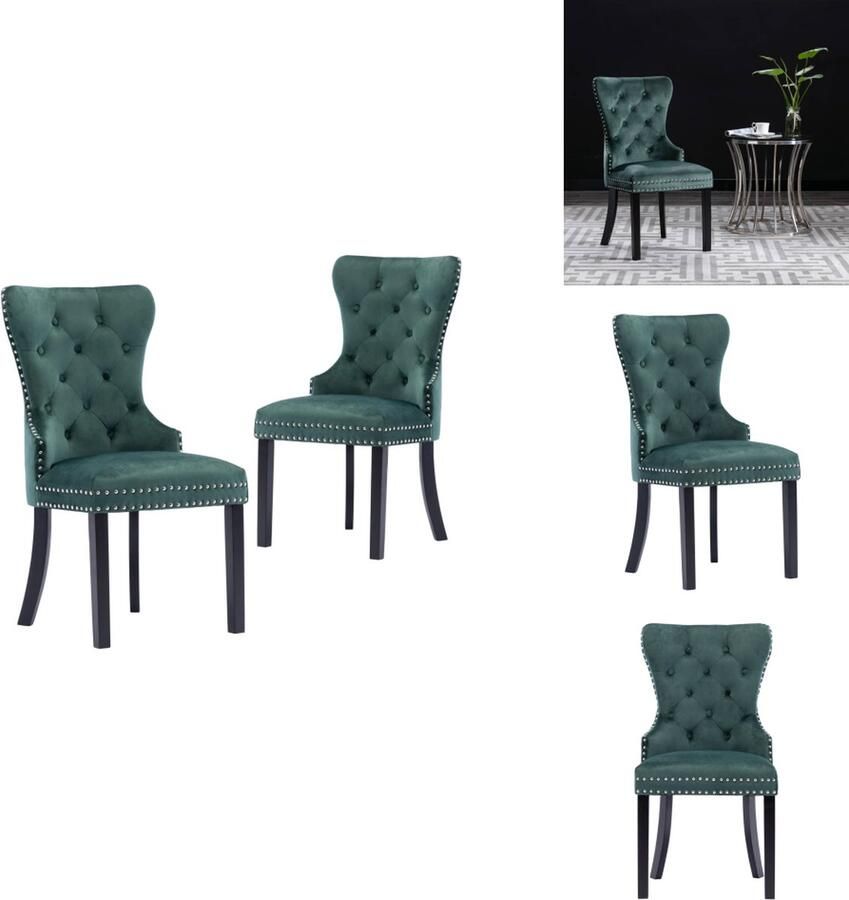 VidaXL Eetkamerstoel Eetkamerstoelen Keukenstoel Keukenstoelen Eetkamerstoelen 2 st fluweel donkergroen