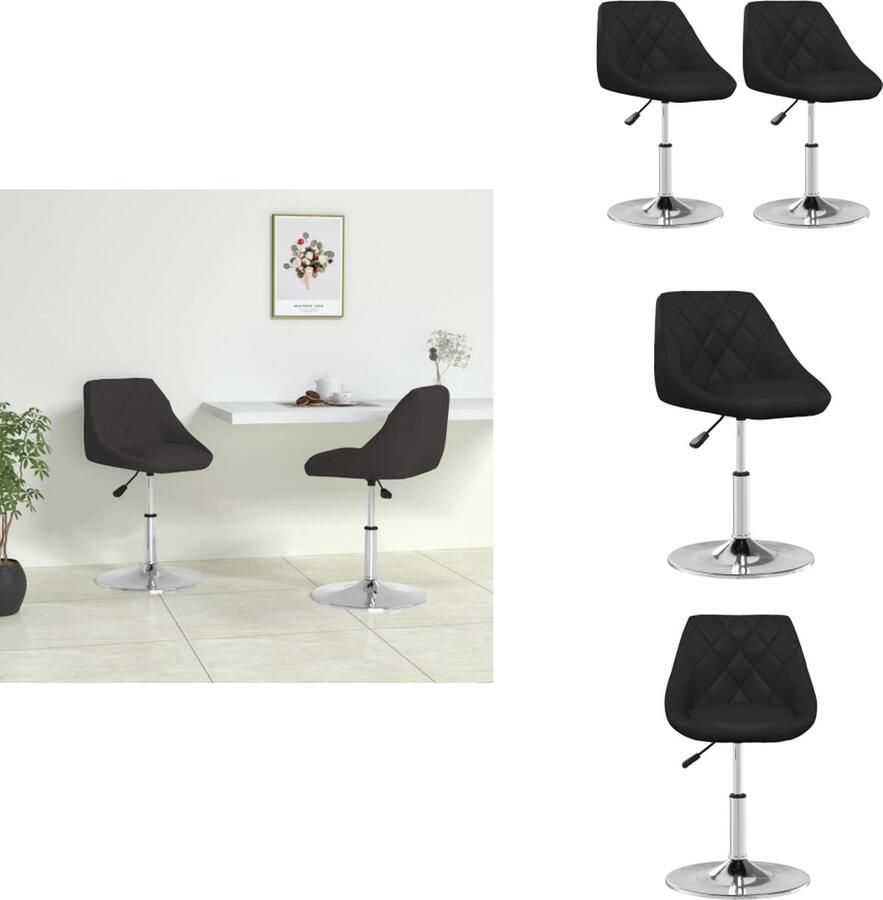 VidaXL Eetkamerstoel Eetkamerstoelen Keukenstoel Keukenstoelen Eetkamerstoelen 2 st kunstleer zwart