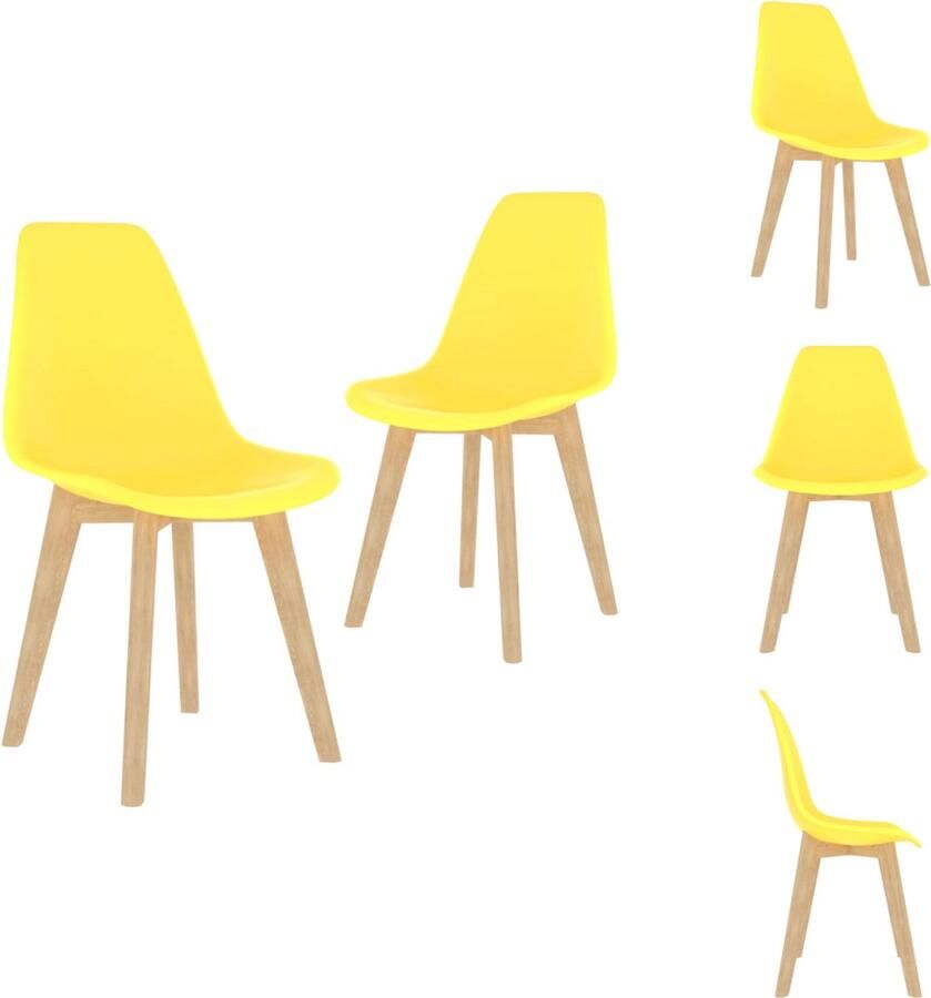 VidaXL Eetkamerstoel Eetkamerstoelen Keukenstoel Keukenstoelen Eetkamerstoelen 2 st kunststof geel