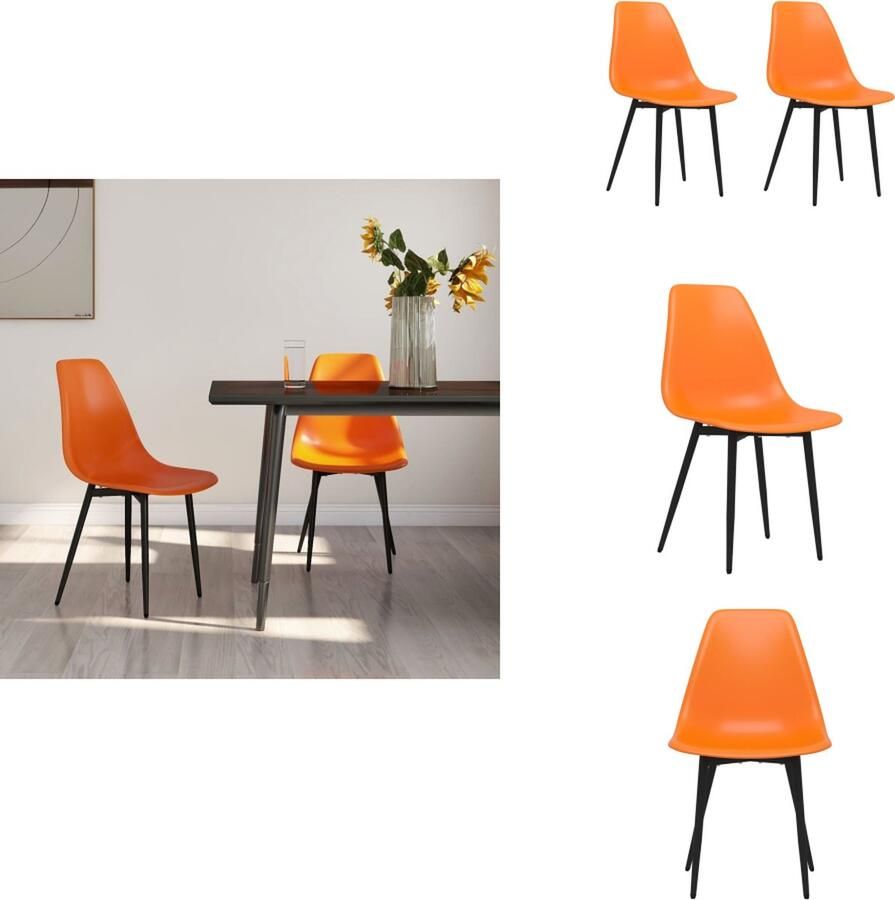 VidaXL Eetkamerstoel Eetkamerstoelen Keukenstoel Keukenstoelen Eetkamerstoelen 2 st PP oranje