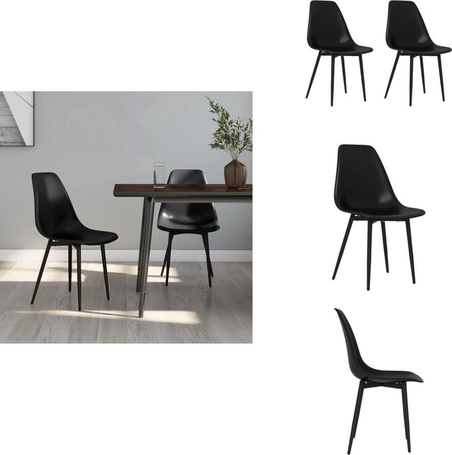 VidaXL Eetkamerstoel Eetkamerstoelen Keukenstoel Keukenstoelen Eetkamerstoelen 2 st PP zwart