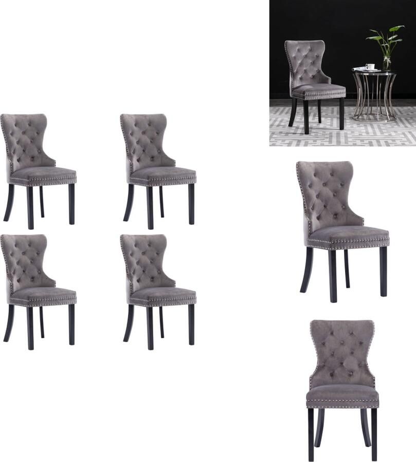 VidaXL Eetkamerstoel Eetkamerstoelen Keukenstoel Keukenstoelen Eetkamerstoelen 4 st fluweel grijs