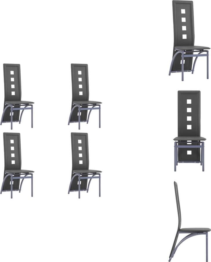 VidaXL Eetkamerstoel Eetkamerstoelen Keukenstoel Keukenstoelen Eetkamerstoelen 4 st kunstleer grijs