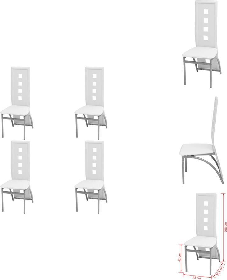 VidaXL Eetkamerstoel Eetkamerstoelen Keukenstoel Keukenstoelen Eetkamerstoelen 4 st kunstleer wit