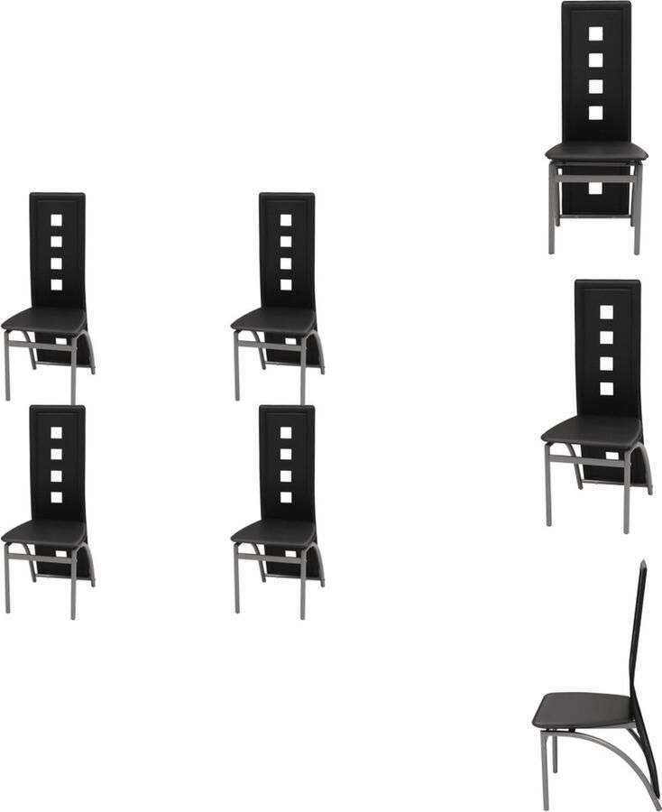 VidaXL Eetkamerstoel Eetkamerstoelen Keukenstoel Keukenstoelen Eetkamerstoelen 4 st kunstleer zwart