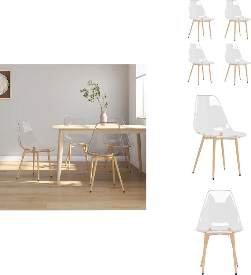 VidaXL Eetkamerstoel Eetkamerstoelen Keukenstoel Keukenstoelen Eetkamerstoelen 4 st PET transparant