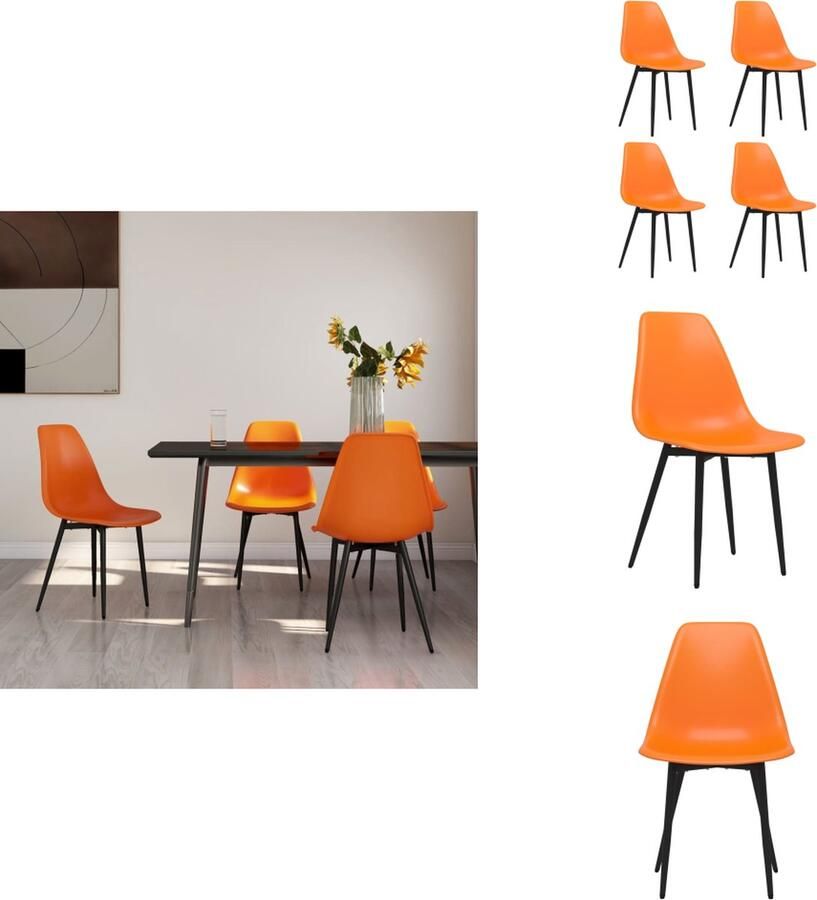 VidaXL Eetkamerstoel Eetkamerstoelen Keukenstoel Keukenstoelen Eetkamerstoelen 4 st PP oranje